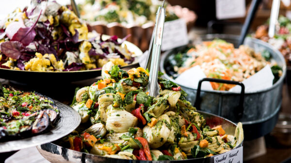 Cropped image of assorted salads in restaurant