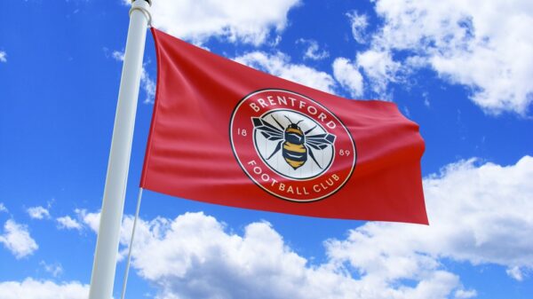 Waving flag of English football club Brentford F.C. - Brentford FC have been named top sustainable Premier League team by the Fair Game Index.