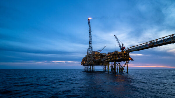 Offshore oil platform rosebank in the north sea.