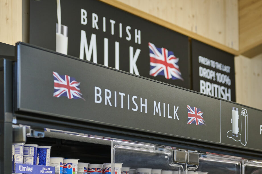 Fresh milk aisle in Aldi