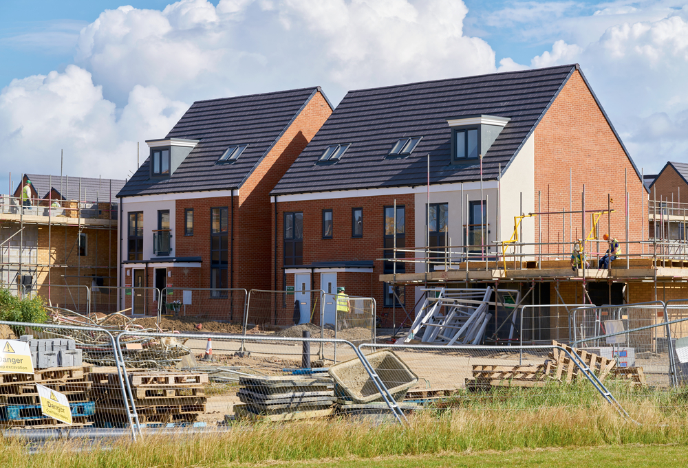 Newly built housing in a residential estate in England.