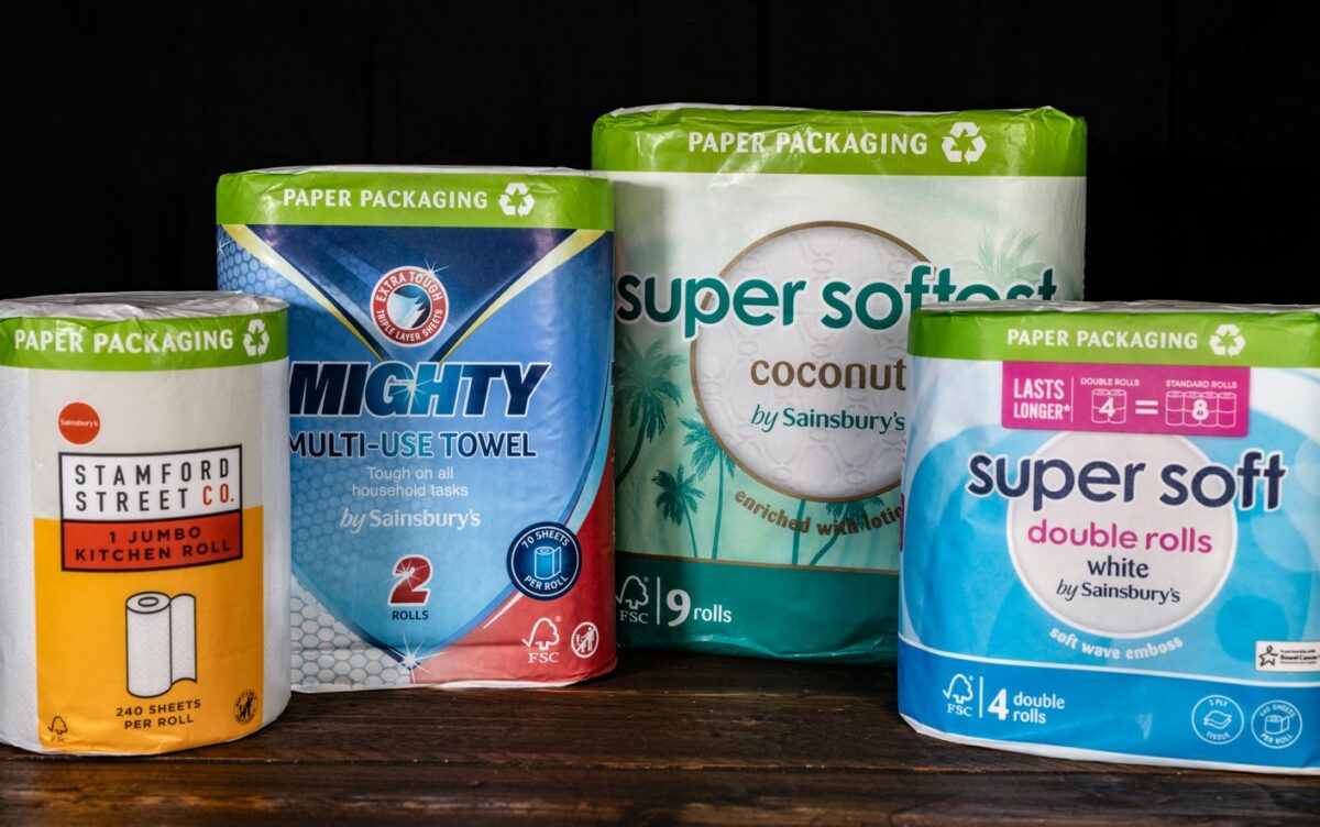 Sainsbury’s has become the first UK retailer to announce that it is switching from plastic to paper packaging across its own brand toilet paper and kitchen towel ranges.