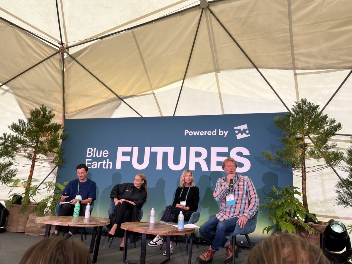 Rapha sustainability manager Adam Gardiner, Pangaia chief global engagement officer Eva Kruse, Asos head of sustainability Catarina Midby and consultant Simon Platts discussing the future of fashion retail