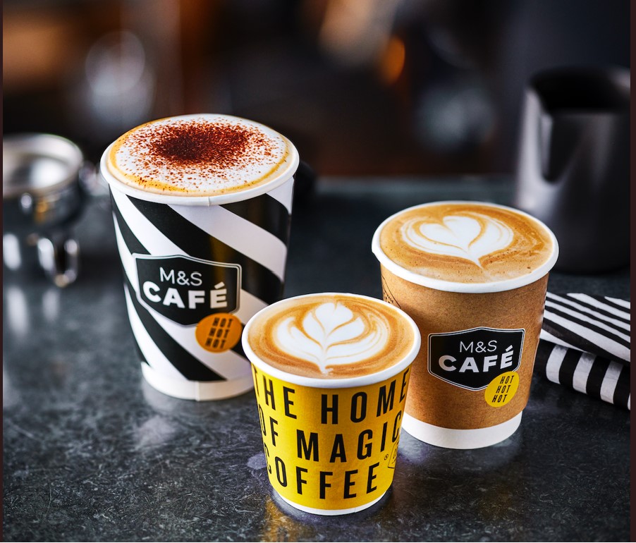 M&S café is set to roll out its first fully recyclable paper fibre cup and lid across its cafés, making it the first high street retailer to do so.