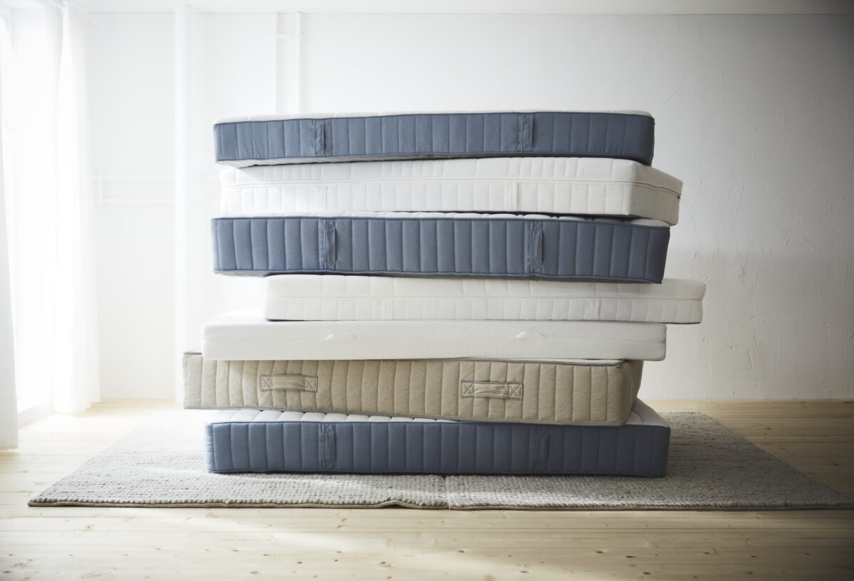 A pile of Ikea mattresses