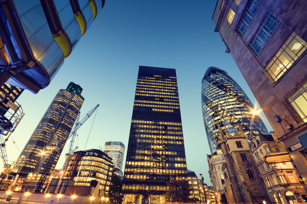 Skyscrapers in City of London,( Lloyds of London, Tower 42, Aviva and the Gherkin) Banks fuelled over £123 billion ($150 billion) into companies with “carbon bomb” projects in 2022.