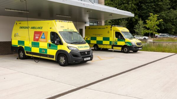 NHS Ambulances outside charging, electric vehicle