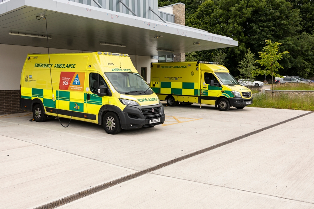 NHS Ambulances outside charging, electric vehicle