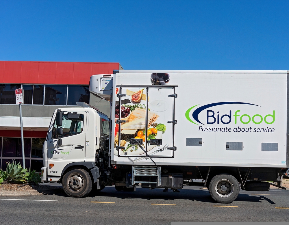 Bidfood delivery van parked in the city center