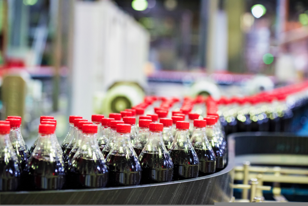 Coca-Cola bottling line at factory
