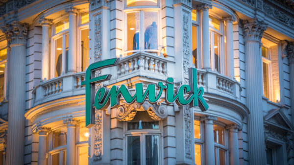 Fenwick store exterior on Bond Street, an upmarket department store and brand. A preloved fashion pop up is set to take over part of Fenwick’s former Bond Street store next month.