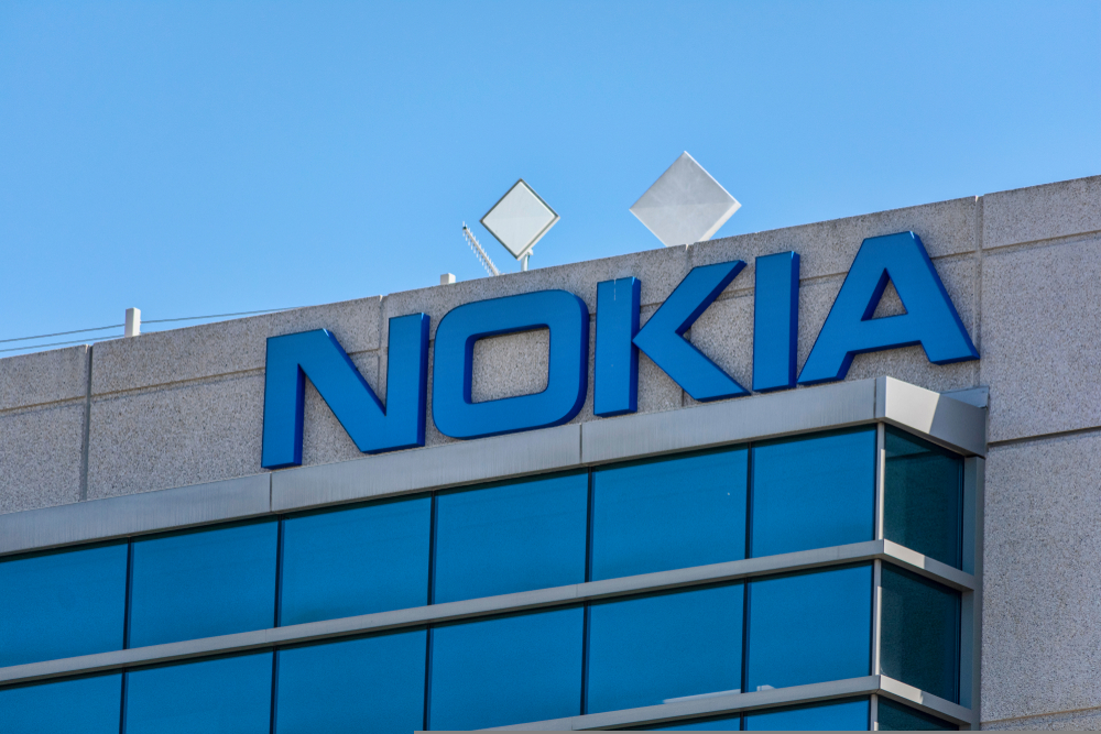 Nokia sign on corporate campus in Silicon Valley. Nokia is Finnish multinational telecommunications, information technology, consumer electronics company