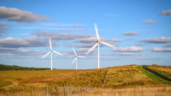 Wind Farm at Green Rigg, an 18 turbine onshore Wind Farm located near Sweethope Loughs in Northumberland, England