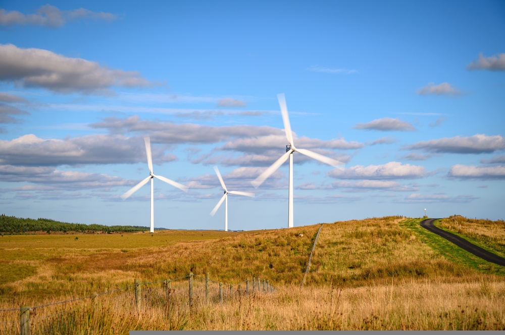 Wind Farm at Green Rigg, an 18 turbine onshore Wind Farm located near Sweethope Loughs in Northumberland, England