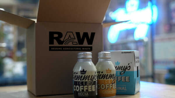 Jimmy’s Ice Coffee brand has transitioned its entire product line to packaging made from crop waste in partnership with Raw Packaging.