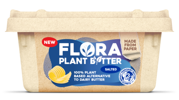 The "world’s first" paper margarine tub is now available, with the new Flora packaging available in Sainsbury's UK stores from 17 April.