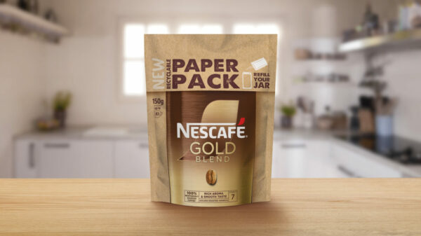 Nestlé’s coffee brand Nescafé has launched its first fully recyclable paper refill pouch, which can be easily recycled through kerbside collection.